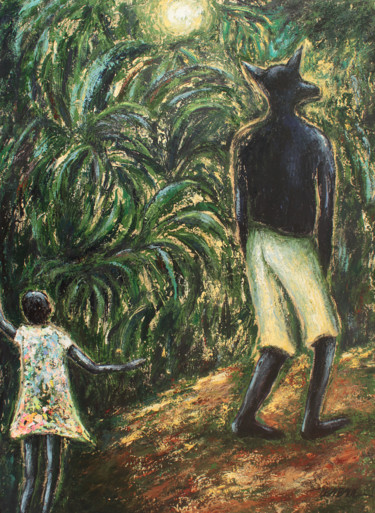 Sortie nocturne Painting titled "Sortie nocturne" by Véronique Wibaux, Original Artwork, Acrylic