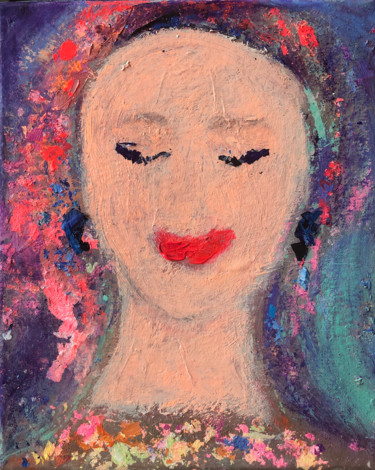 Painting titled "Olga" by Véronique Wibaux, Original Artwork, Acrylic Mounted on Wood Stretcher frame