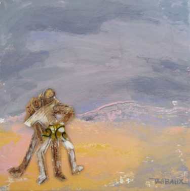 Картина под названием "Couple Mer du Nord" - Véronique Wibaux, Подлинное произведение искусства, Акрил Установлен на Деревян…