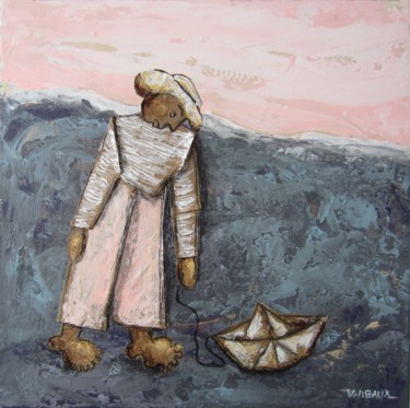 Malarstwo zatytułowany „matelot ciel rose” autorstwa Véronique Wibaux, Oryginalna praca, Akryl