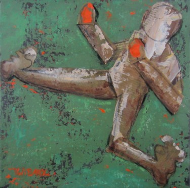 Painting titled "boxeur" by Véronique Wibaux, Original Artwork, Acrylic Mounted on Wood Stretcher frame