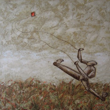 「Le cerf-volant」というタイトルの絵画 Véronique Wibauxによって, オリジナルのアートワーク, アクリル