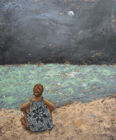 Картина под названием "contemplation à la…" - Véronique Wibaux, Подлинное произведение искусства, Акрил