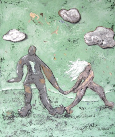 Peinture intitulée "Adam et Eve" par Véronique Wibaux, Œuvre d'art originale, Acrylique Monté sur Châssis en bois