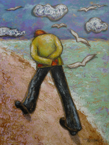 Painting titled "Promenade solitaire" by Véronique Wibaux, Original Artwork, Acrylic