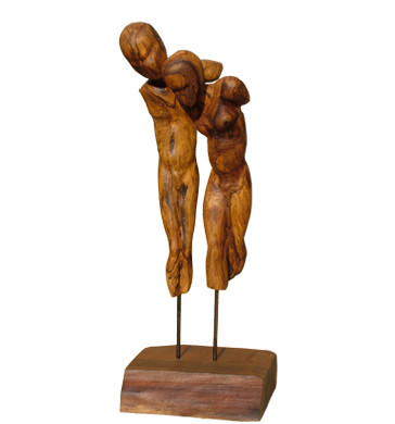 Sculpture intitulée "Adam et Eve-la chute" par Véronique Bellot, Œuvre d'art originale, Bois