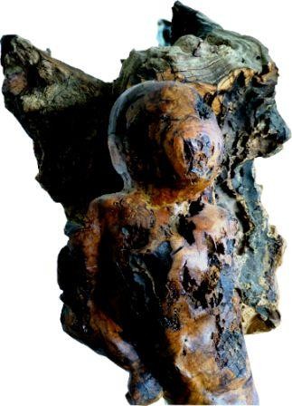 Sculpture intitulée "L' ange déchu détail" par Véronique Bellot, Œuvre d'art originale, Bois