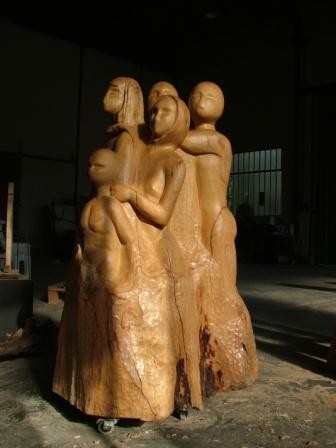 Sculpture intitulée "Les enfants de la t…" par Véronique Bellot, Œuvre d'art originale, Bois