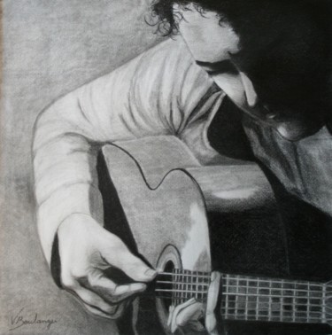 Dessin intitulée "guitare manouche" par Véronique Boulanger, Œuvre d'art originale, Autre