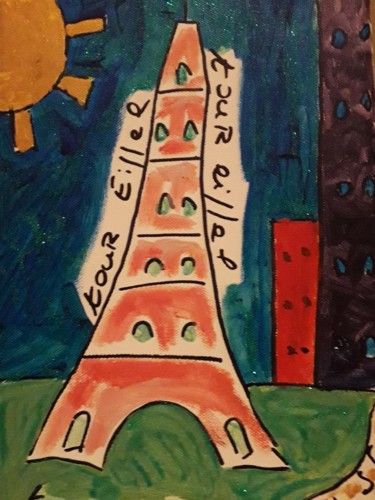 Peinture intitulée "Tour Eiffel" par Véronique Bustsky, Œuvre d'art originale, Acrylique