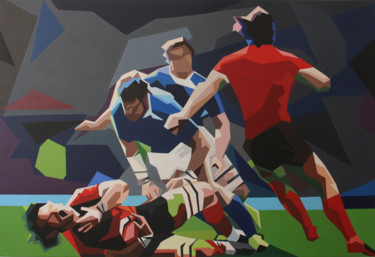 Painting titled "rugbyman.jpg" by Véronique Colin, Original Artwork, Acrylic