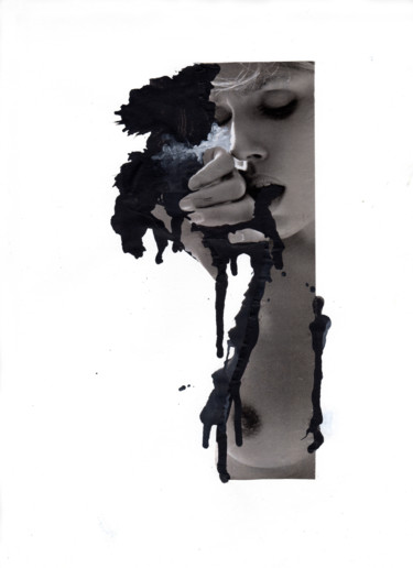 Коллажи под названием "encre et collage 4" - Véronique Colin, Подлинное произведение искусства, Чернила