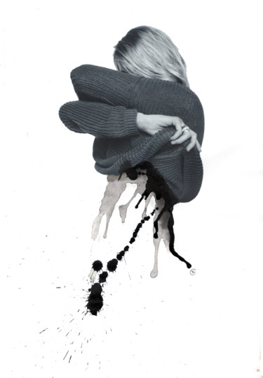 Рисунок под названием "encre et collage nu…" - Véronique Colin, Подлинное произведение искусства, Чернила