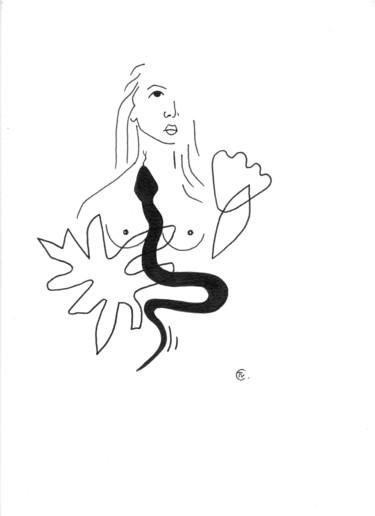 Disegno intitolato "Le jardin" da Véronique Colin, Opera d'arte originale, Inchiostro