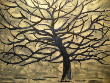 Peinture intitulée "L'arbre Bleu" par Véronique Pastel, Œuvre d'art originale, Huile