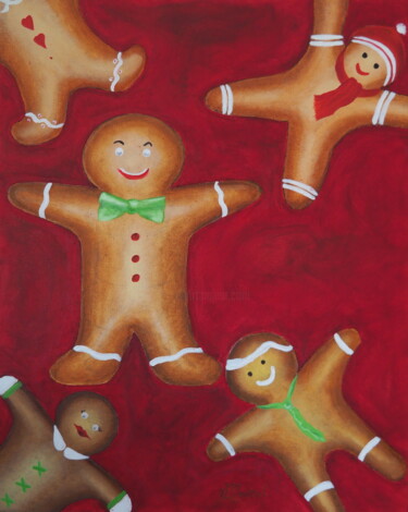 Peinture intitulée "Les GingerBread Man" par Véronique Pastel, Œuvre d'art originale, Huile