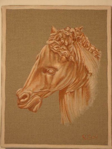 Peinture intitulée "Tête de cheval " par Véronique Pastel, Œuvre d'art originale