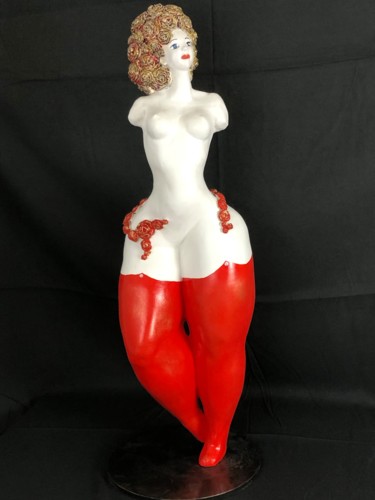 Sculpture intitulée "Valentine ou les fl…" par Véronique Richard, Œuvre d'art originale, Terre cuite