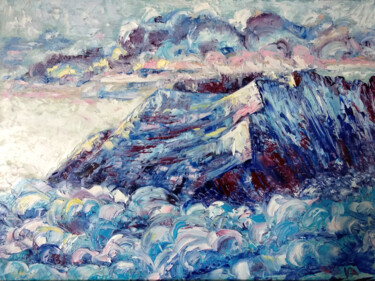 Painting titled "Rocky Mountain Pain…" by Veronika Pozdniakova, Original Artwork, Oil Mounted on Wood Panel