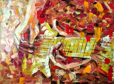 Pittura intitolato "Guitar Painting" da Veronika Pozdniakova, Opera d'arte originale, Olio