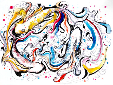 Картина под названием "Betta Fish Art" - Veronika Pozdniakova, Подлинное произведение искусства, Акварель