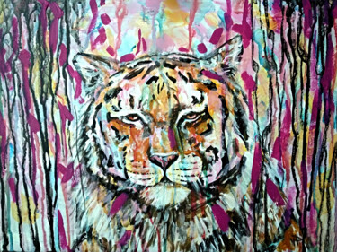 Painting titled "Tiger Painting" by Veronika Pozdniakova, Original Artwork, Acrylic