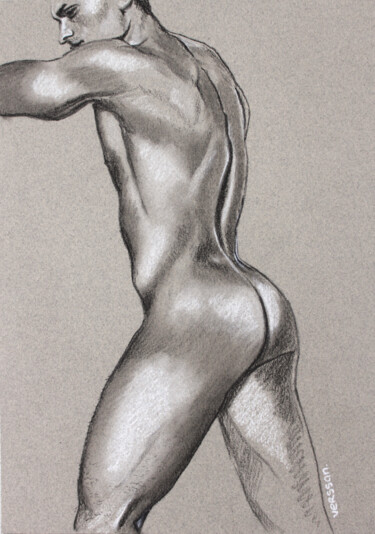 Dessin intitulée "Homme nu après la d…" par Verssan, Œuvre d'art originale, Pastel