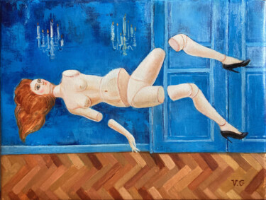 Картина под названием "Разбитая кукла" - Verushka, Подлинное произведение искусства, Масло