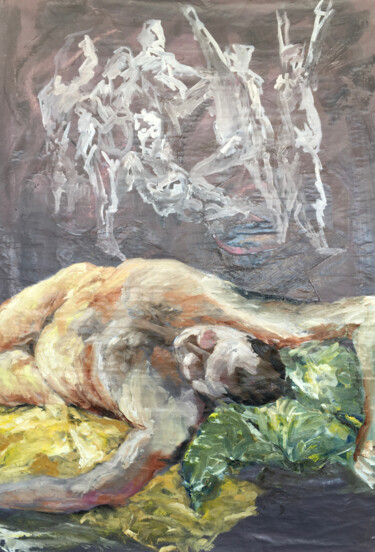 Schilderij getiteld "The Big Sleep" door Filip Callewaert, Origineel Kunstwerk, Olie