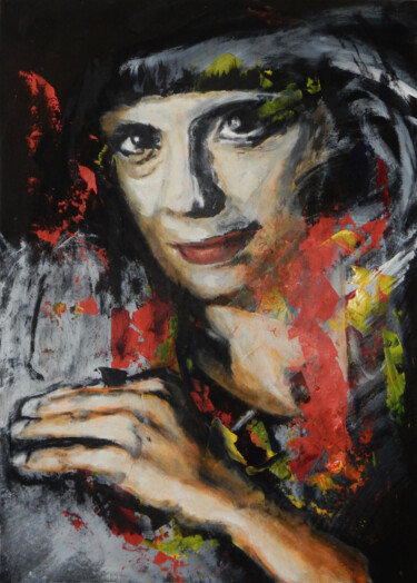 Painting titled "Portret Marianne De…" by Filip Callewaert, Original Artwork, Acrylic
