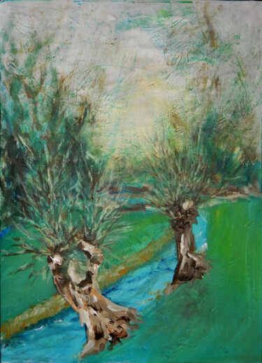 Malarstwo zatytułowany „The green fields” autorstwa Filip Callewaert, Oryginalna praca, Akryl