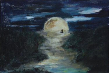 Peinture intitulée "Wet moonlight" par Filip Callewaert, Œuvre d'art originale, Acrylique