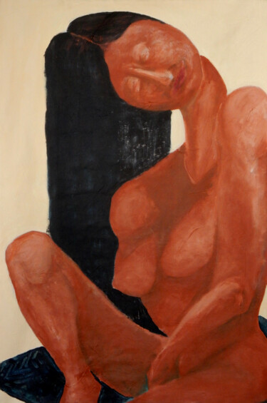 Painting titled "Terracotta Girl" by Filip Callewaert, Original Artwork, Acrylic