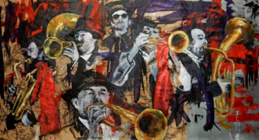 Painting titled "The band 's playing…" by Filip Callewaert, Original Artwork, Acrylic