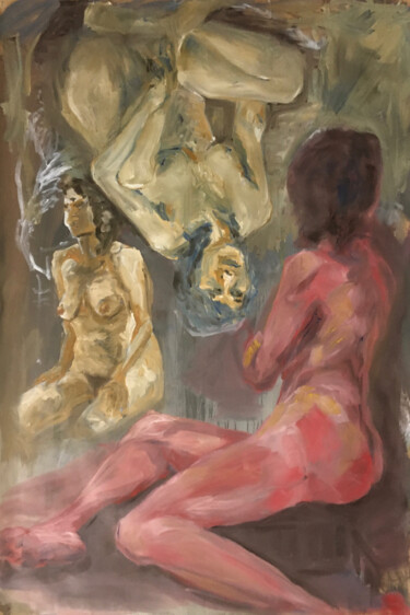 Schilderij getiteld "Naked Threesome" door Filip Callewaert, Origineel Kunstwerk, Olie