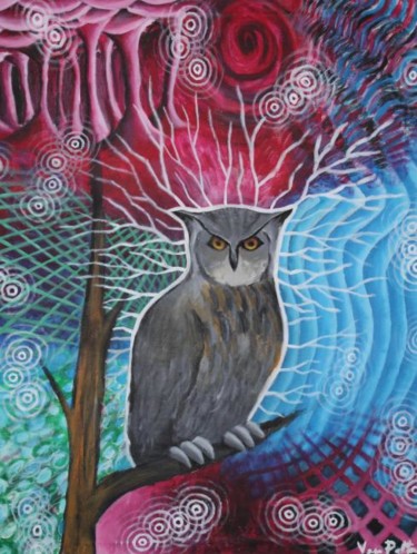 Painting titled "The Owl" by Vesa Peltonen, Original Artwork