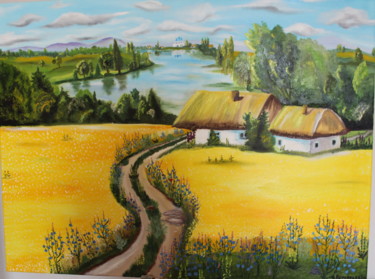 Картина под названием "Рідна Україна" - Oksana Perepelytsia, Подлинное произведение искусства, Масло
