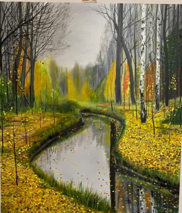 Painting titled "Осінній ліс" by Oksana Perepelytsia, Original Artwork, Oil