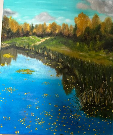 Картина под названием "Осінь" - Oksana Perepelytsia, Подлинное произведение искусства, Масло Установлен на Деревянная панель