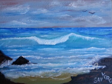 Painting titled "Sea wave" by Sav Yorg, Original Artwork, Oil