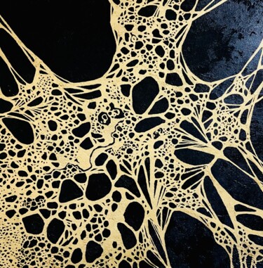 Картина под названием "Gold & Black. Abstr…" - Vesta Shi, Подлинное произведение искусства, Акрил Установлен на Деревянная р…