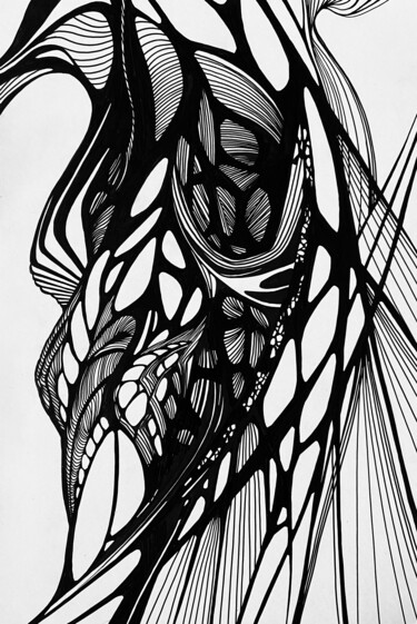 Dessin intitulée "Black. Abstraction.…" par Vesta Shi, Œuvre d'art originale, Stylo gel