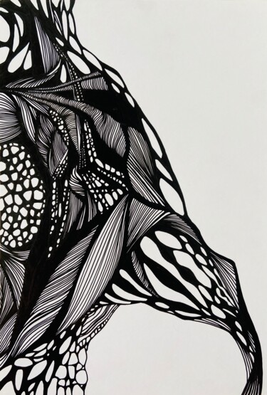 Drawing titled "Black. Drawing" by Vesta Shi, Original Artwork, Gel pen