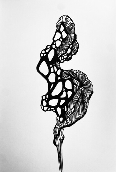 Drawing titled "Black&Botany" by Vesta Shi, Original Artwork, Gel pen