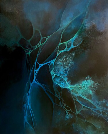 Картина под названием "Energy water" - Vesta Shi, Подлинное произведение искусства, Акрил Установлен на Деревянная рама для…