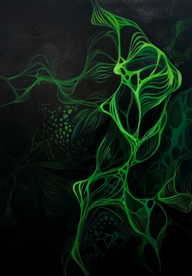 Картина под названием "Earth Matrix" - Vesta Shi, Подлинное произведение искусства, Акрил Установлен на Деревянная рама для…