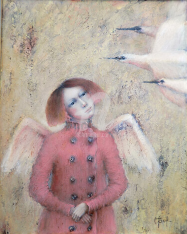Painting titled "с птицами" by Svetlana Bochkareva, Original Artwork, Acrylic