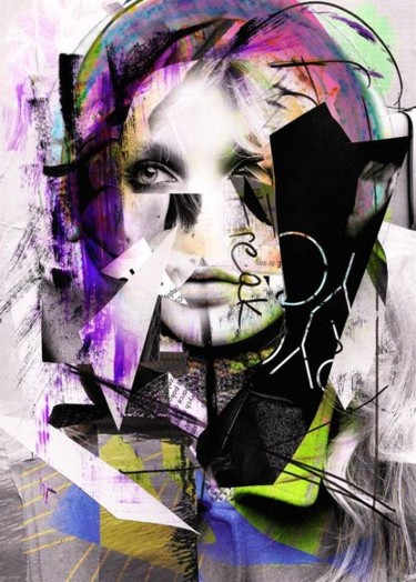 Digital Arts titled "Violet particle" by Tomasz Rolko, Original Artwork, Collages