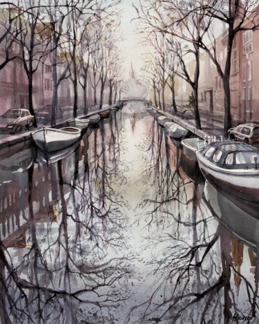 Arte digitale intitolato "Amsterdam landscape…" da Natalia Veyner, Opera d'arte originale, Pittura digitale