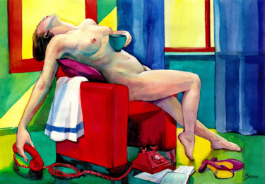 Digital Arts titled "Nude of a girl" by Natalia Veyner, Original Artwork, Digital Painting